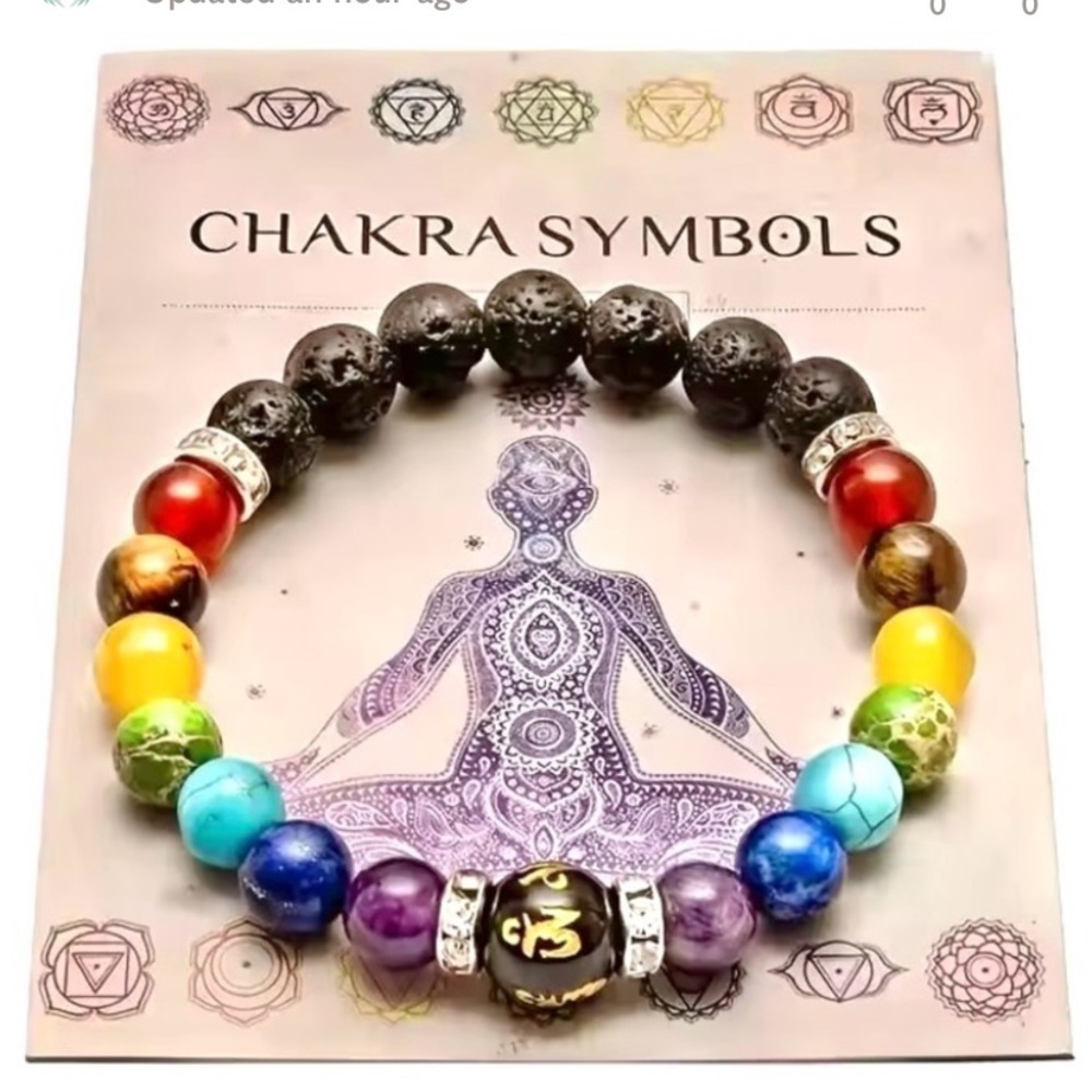 🌙AROMATHERAPY oil diffuser bracelet w CHAKRA boho/zen meditation vibe - Picture 2 of 9
